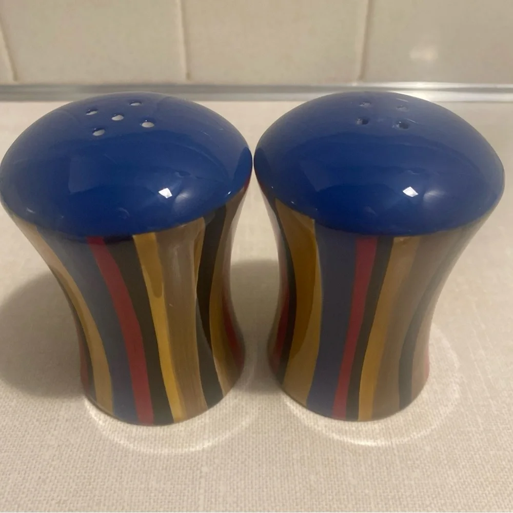 Vintage 2004 Enesco By Erin Donell Salt & Pepper Shakers‎ Set Of 2 Multi Striped